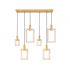  CWI-Anello LED Island/Pool Table Chandelier With White Oak Finish (1214P48-6-236-A-RC)