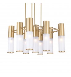  Pipes 16 Light Chandelier With Sun Gold Finish (1221P20-16-625) - CWI