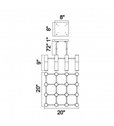  Pipes 16 Light Chandelier With Sun Gold Finish (1221P20-16-625) - CWI