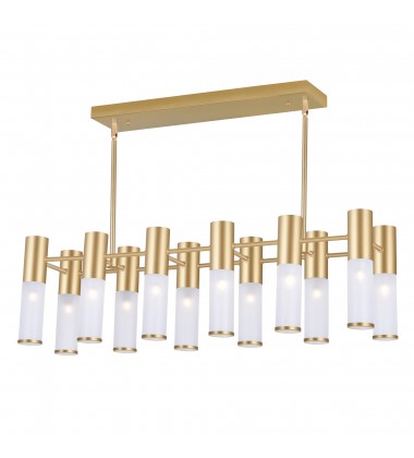  Pipes 12 Light Island/Pool Table Chandelier With Sun Gold Finish (1221P32-12-625) - CWI