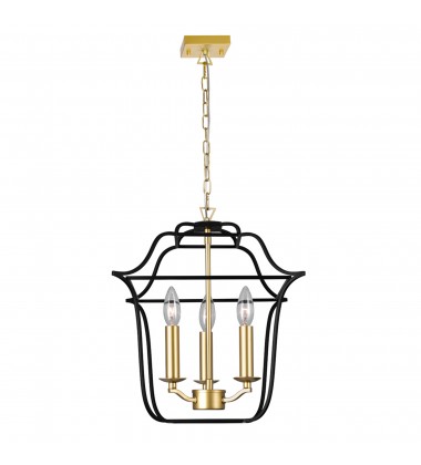  Tudor 3 Light Pendant With Satin Gold & Black Finish (1223P12-3-602) - CWI