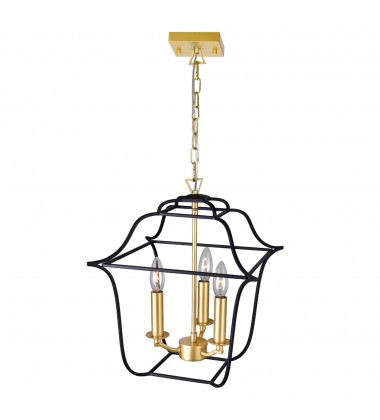  Tudor 3 Light Pendant With Satin Gold & Black Finish (1223P12-3-602) - CWI
