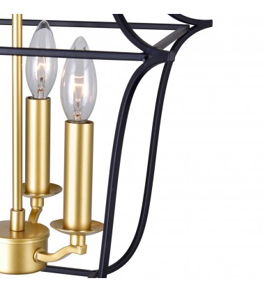  Tudor 3 Light Pendant With Satin Gold & Black Finish (1223P12-3-602) - CWI