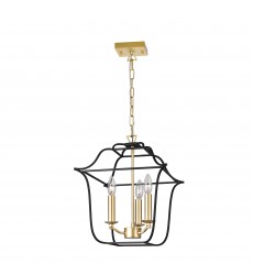  Tudor 3 Light Pendant With Satin Gold & Black Finish (1223P12-3-602) - CWI