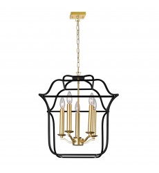  Tudor 5 Light Chandelier With Satin Gold & Black Finish (1223P16-5-602) - CWI
