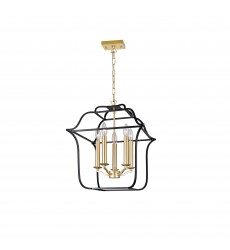  Tudor 5 Light Chandelier With Satin Gold & Black Finish (1223P16-5-602) - CWI