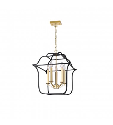  Tudor 5 Light Chandelier With Satin Gold & Black Finish (1223P16-5-602) - CWI