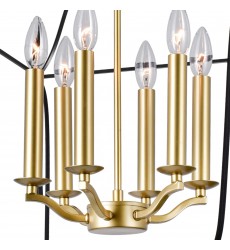  Tudor 6 Light Chandelier With Satin Gold & Black Finish (1223P20-6-602) - CWI