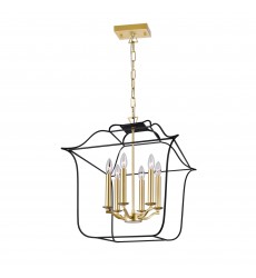  Tudor 6 Light Chandelier With Satin Gold & Black Finish (1223P20-6-602) - CWI