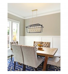  Tudor 6 Light Island/Pool Table Chandelier With Satin Gold & Black Finish (1223P36-6-602) - CWI