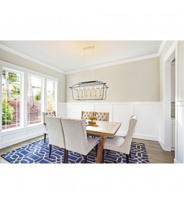  Tudor 6 Light Island/Pool Table Chandelier With Satin Gold & Black Finish (1223P36-6-602) - CWI