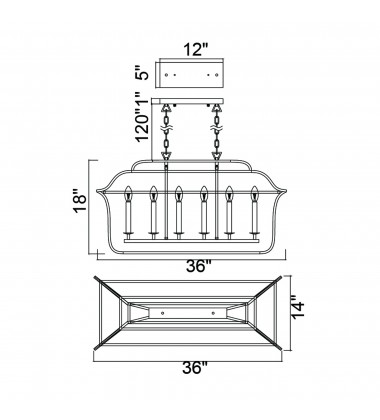  Tudor 6 Light Island/Pool Table Chandelier With Satin Gold & Black Finish (1223P36-6-602) - CWI