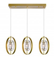 Iris 3 Light Island/Pool Table Chandelier With Brass Finish (1224P22-3-625) - CWI