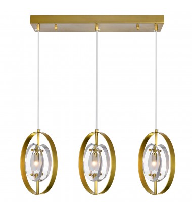  Iris 3 Light Island/Pool Table Chandelier With Brass Finish (1224P22-3-625) - CWI