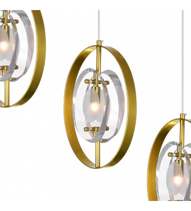  Iris 3 Light Island/Pool Table Chandelier With Brass Finish (1224P22-3-625) - CWI
