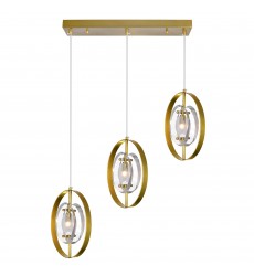  Iris 3 Light Island/Pool Table Chandelier With Brass Finish (1224P22-3-625) - CWI