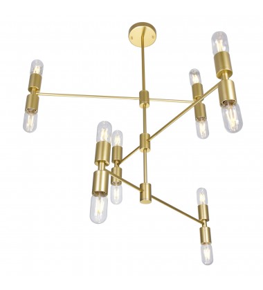  Hand Crank 12 Light Chandelier With Medallion Gold Finish (1227P34-12-169) - CWI