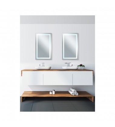  Abril Rectangle Matte White LED 30 in. Mirror From our Abril Collection (1232W30-49-A) - CWI