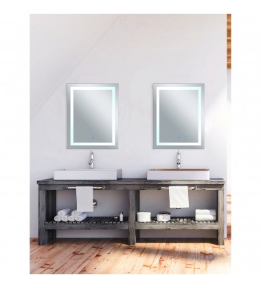  Abril Rectangle Matte White LED 32 in. Mirror From our Abril Collection (1232W32-40-A) - CWI
