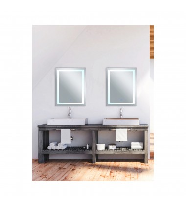  Abril Rectangle Matte White LED 32 in. Mirror From our Abril Collection (1232W32-40-A) - CWI