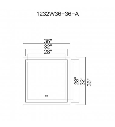  Abril Square Matte White LED 36 in. Mirror From our Abril Collection (1232W36-36-A) - CWI
