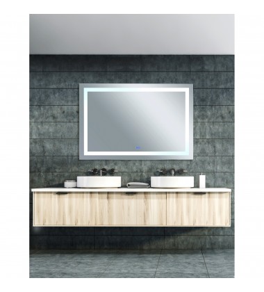  Abril Rectangle Matte White LED 58 in. Mirror From our Abril Collection (1232W58-36-A) - CWI