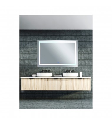  Abril Rectangle Matte White LED 58 in. Mirror From our Abril Collection (1232W58-36-A) - CWI