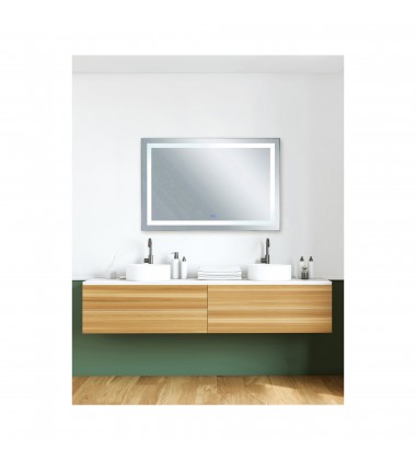  Abril Rectangle Matte White LED 58 in. Mirror From our Abril Collection (1232W58-36-A) - CWI
