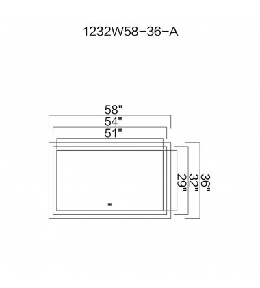  Abril Rectangle Matte White LED 58 in. Mirror From our Abril Collection (1232W58-36-A) - CWI