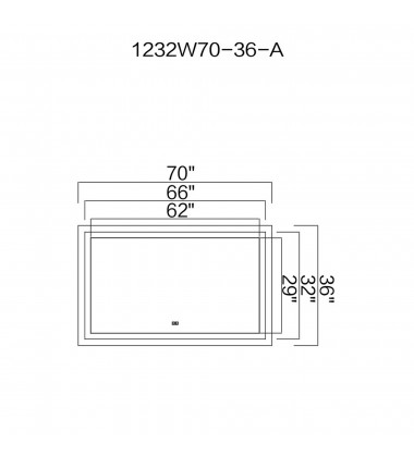  Abril Rectangle Matte White LED 70 in. Mirror From our Abril Collection (1232W70-36-A) - CWI