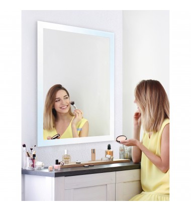  Abigail Rectangle Matte White LED 30 in. Mirror From our Abigail Collection (1233W30-36) - CWI