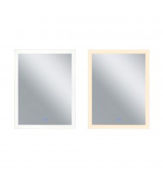  Abigail Rectangle Matte White LED 30 in. Mirror From our Abigail Collection (1233W30-36) - CWI