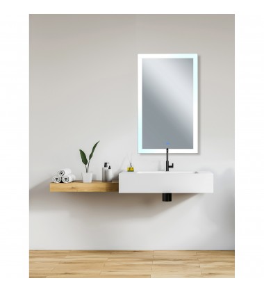 Abigail Rectangle Matte White LED 30 in. Mirror From our Abigail Collection (1233W30-49) - CWI