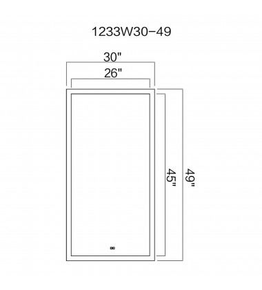  Abigail Rectangle Matte White LED 30 in. Mirror From our Abigail Collection (1233W30-49) - CWI