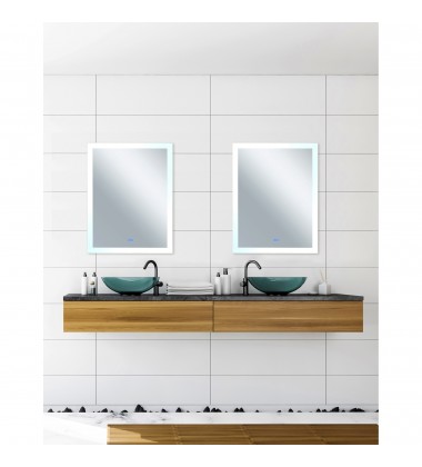  Abigail Rectangle Matte White LED 32 in. Mirror From our Abigail Collection (1233W32-40) - CWI