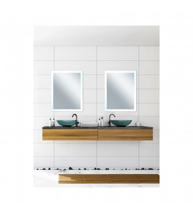  Abigail Rectangle Matte White LED 32 in. Mirror From our Abigail Collection (1233W32-40) - CWI