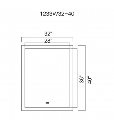  Abigail Rectangle Matte White LED 32 in. Mirror From our Abigail Collection (1233W32-40) - CWI