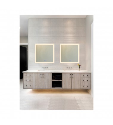  Abigail Square Matte White LED 36 in. Mirror From our Abigail Collection (1233W36-36) - CWI