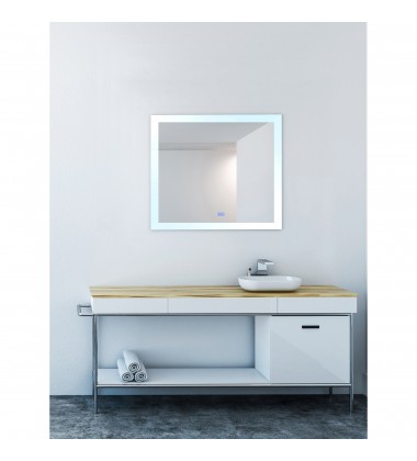  Abigail Rectangle Matte White LED 40 in. Mirror From our Abigail Collection (1233W40-36) - CWI