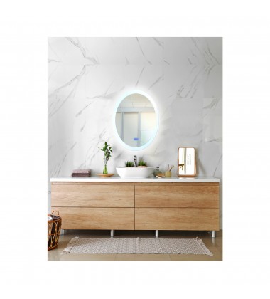  Agostino Oval Matte White LED 22 in. Mirror From our Agostino Collection (1234W22-O) - CWI