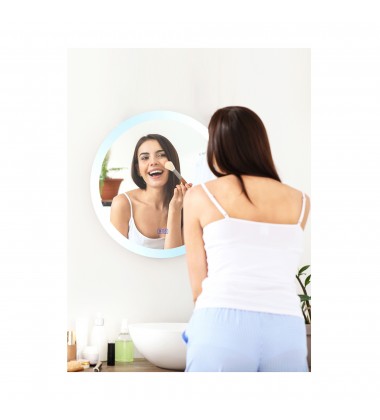  Armanno Round Matte White LED 24 in. Mirror From our Armanno Collection (1235W24) - CWI