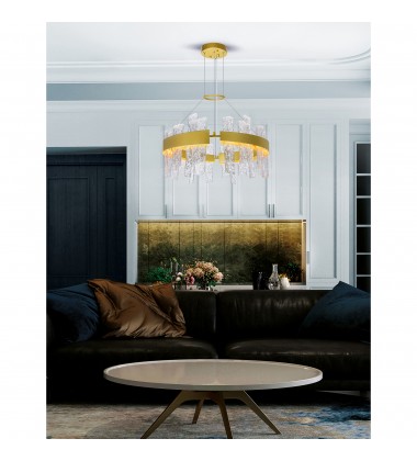  Guadiana 24 in LED Satin Gold Chandelier (1246P24-602-A) - CWI