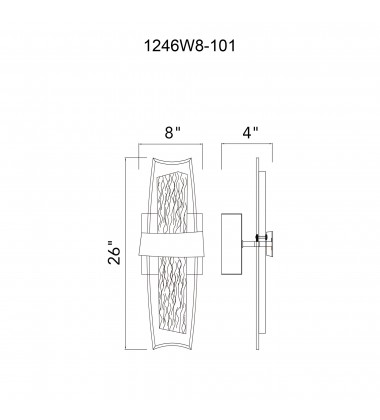  Guadiana Integrated LED Black Wall Light (1246W8-101) - CWI