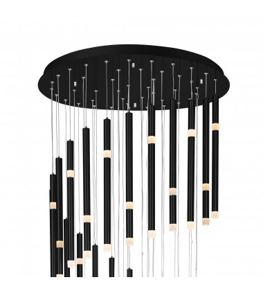  Flute 54 Light LED Chandelier With Black Finish (1262P30-54-101) - CWI