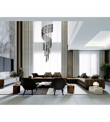  Flute 54 Light LED Chandelier With Black Finish (1262P30-54-101) - CWI