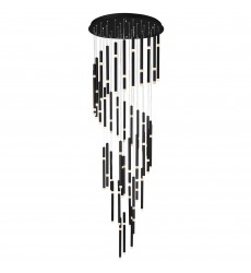  Flute 54 Light LED Chandelier With Black Finish (1262P30-54-101) - CWI
