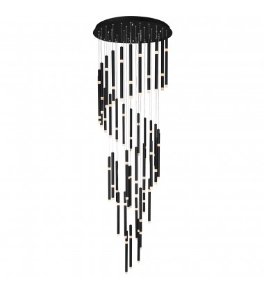  Flute 54 Light LED Chandelier With Black Finish (1262P30-54-101) - CWI