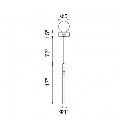  Flute 1 Light LED Pendant With Black Finish (1262P5-1-101) - CWI