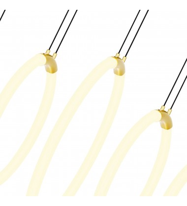 Hoops 5 Light LED Chandelier With Satin Gold Finish (1273P23-5-602-RC) - CWI Hoops 5 Light LED Chandelier With Satin Gold Finish (1273P23-5-602-RC) - CWI