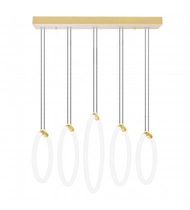 Hoops 5 Light LED Chandelier With Satin Gold Finish (1273P23-5-602-RC) - CWI Hoops 5 Light LED Chandelier With Satin Gold Finish (1273P23-5-602-RC) - CWI